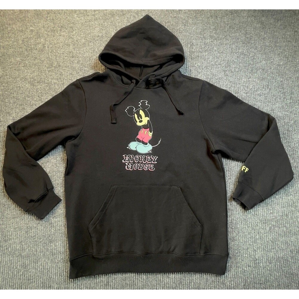 Disney Neff Mens Size Medium Mickey Mouse Black Sweatshirt Pullover Hoodie NEW